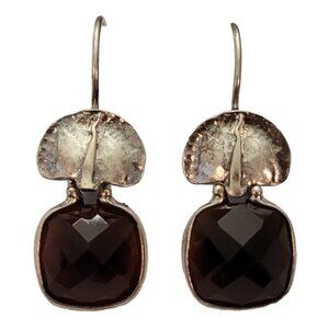 Silpada Faceted Square Smoky Quartz Sterling Silver French Hook Earrings, E738